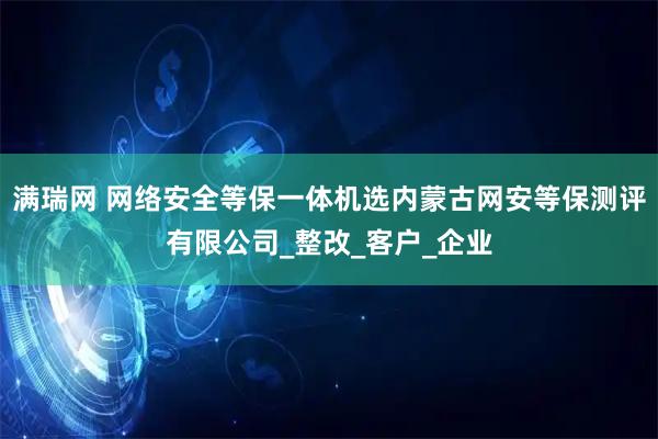 满瑞网 网络安全等保一体机选内蒙古网安等保测评有限公司_整改_客户_企业